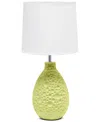 Creekwood Home Essentix 14.17" Traditional Ceramic Textured Thumbprint Tear Drop Shaped Table Desk Lamp In Green