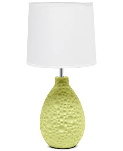 Creekwood Home Essentix 14.17" Traditional Ceramic Textured Thumbprint Tear Drop Shaped Table Desk Lamp In Green