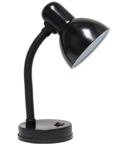Creekwood Home Essentix 14.25" Traditional Fundamental Metal Desk Task Lamp, Bowl Shaped Shade With Flexible Goosen In Black