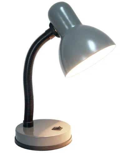 Creekwood Home Essentix 14.25" Traditional Fundamental Metal Desk Task Lamp, Bowl Shaped Shade With Flexible Goosen In Gray