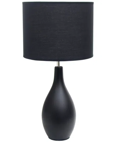 Creekwood Home Essentix 18.11" Traditional Standard Ceramic Dewdrop Table Desk Lamp With Matching Fabric Shade In Black