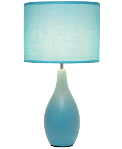Creekwood Home Essentix 18.11" Traditional Standard Ceramic Dewdrop Table Desk Lamp With Matching Fabric Shade In Blue