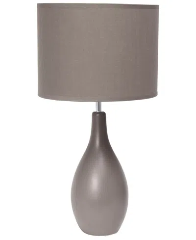 Creekwood Home Essentix 18.11" Traditional Standard Ceramic Dewdrop Table Desk Lamp With Matching Fabric Shade In Gray