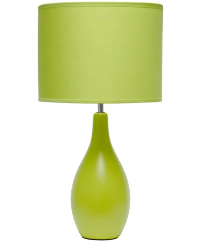 Creekwood Home Essentix 18.11" Traditional Standard Ceramic Dewdrop Table Desk Lamp With Matching Fabric Shade In Green