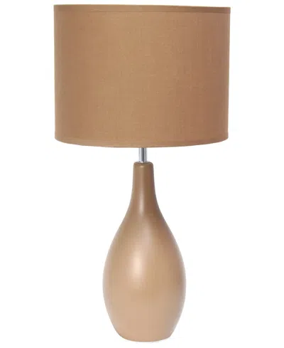 Creekwood Home Essentix 18.11" Traditional Standard Ceramic Dewdrop Table Desk Lamp With Matching Fabric Shade In Light Brown
