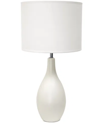 Creekwood Home Essentix 18.11" Traditional Standard Ceramic Dewdrop Table Desk Lamp With Matching Fabric Shade In Off White