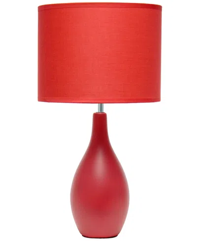 Creekwood Home Essentix 18.11" Traditional Standard Ceramic Dewdrop Table Desk Lamp With Matching Fabric Shade In Red