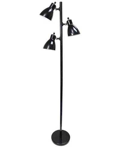 Creekwood Home Essentix 64" Tall Traditional 3 Light Metal Tree Floor Lamp With Metal Adjustable Spotlight Shades In Black