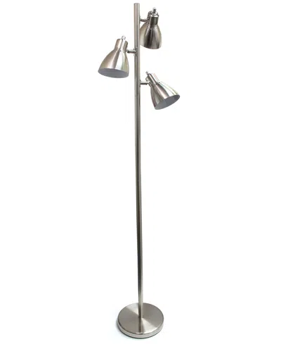 Creekwood Home Essentix 64" Tall Traditional 3 Light Metal Tree Floor Lamp With Metal Adjustable Spotlight Shades In Brushed Nickel