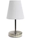 CREEKWOOD HOME NAURU 10.5" TRADITIONAL PETITE METAL STICK BEDSIDE TABLE DESK LAMP WITH FABRIC EMPIRE SHADE