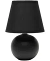 Creekwood Home Nauru 8.66" Traditional Petite Ceramic Orb Bedside Table Desk Lamp With Tapered Drum Fabric Shade In Black