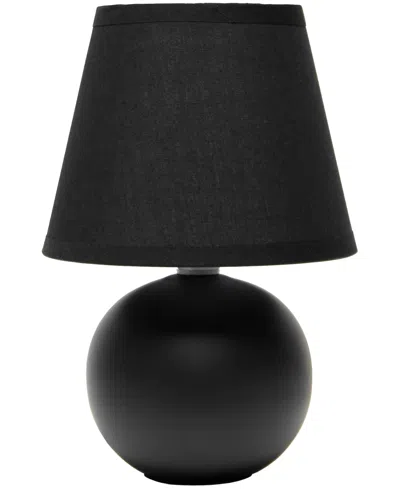 Creekwood Home Nauru 8.66" Traditional Petite Ceramic Orb Bedside Table Desk Lamp With Tapered Drum Fabric Shade In Black