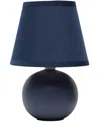 Creekwood Home Nauru 8.66" Traditional Petite Ceramic Orb Bedside Table Desk Lamp With Tapered Drum Fabric Shade In Blue