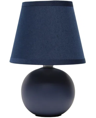 Creekwood Home Nauru 8.66" Traditional Petite Ceramic Orb Bedside Table Desk Lamp With Tapered Drum Fabric Shade In Blue