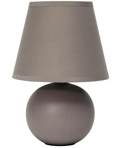 Creekwood Home Nauru 8.66" Traditional Petite Ceramic Orb Bedside Table Desk Lamp With Tapered Drum Fabric Shade In Gray
