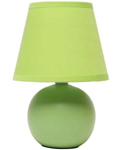 Creekwood Home Nauru 8.66" Traditional Petite Ceramic Orb Bedside Table Desk Lamp With Tapered Drum Fabric Shade In Green