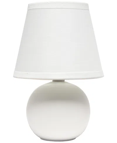 Creekwood Home Nauru 8.66" Traditional Petite Ceramic Orb Bedside Table Desk Lamp With Tapered Drum Fabric Shade In Off White