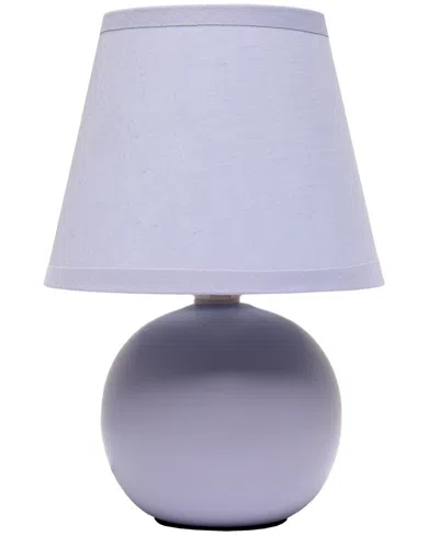 Creekwood Home Nauru 8.66" Traditional Petite Ceramic Orb Bedside Table Desk Lamp With Tapered Drum Fabric Shade In Purple