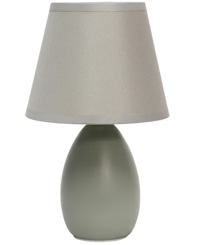 Creekwood Home Nauru 9.45" Traditional Petite Ceramic Oblong Bedside Table Desk Lamp With Tapered Drum Fabric Shade In Gray