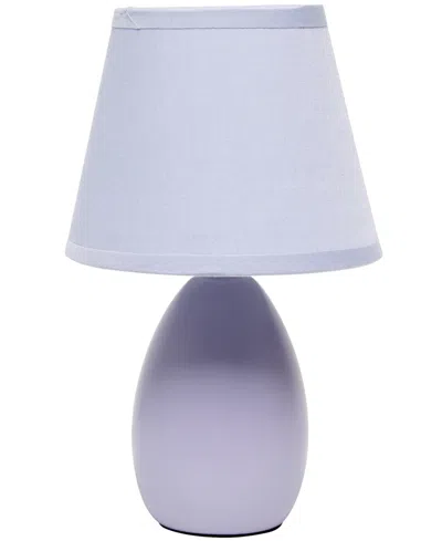 Creekwood Home Nauru 9.45" Traditional Petite Ceramic Oblong Bedside Table Desk Lamp With Tapered Drum Fabric Shade In Purple