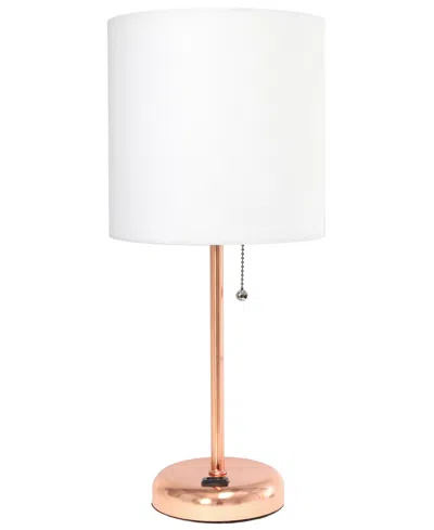 Creekwood Home Oslo 19.5" Contemporary Bedside Power Outlet Base Standard Metal Table Desk Lamp In Multi
