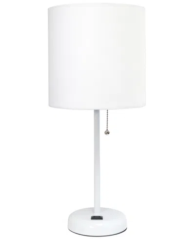 Creekwood Home Oslo 19.5" Contemporary Bedside Standard Metal Table Desk Lamp With White Drum Fabric Shade