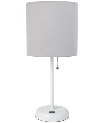 Creekwood Home Oslo 19.5" Contemporary Bedside Usb Port Feature Standard Metal Table Desk Lamp In White Gray