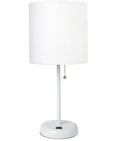 Creekwood Home Oslo 19.5" Contemporary Bedside Usb Port Feature Standard Metal Table Desk Lamp In White,white Shade