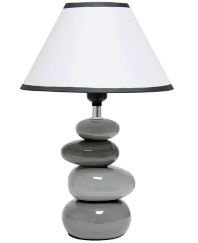 Creekwood Home Priva 14.7" Contemporary Ceramic Stacking Stones Table Desk Lamp In Gray