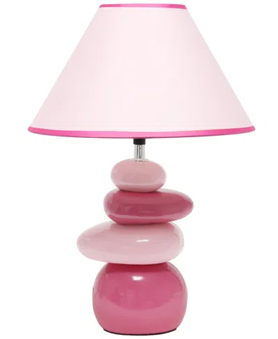 Creekwood Home Priva 17.25" Contemporary Ceramic Stacking Stones Table Desk Lamp In Pink