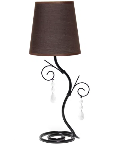Creekwood Home Priva 19" Contemporary Metal Winding Ivy Table Desk Lamp With Brown Fabric Shade In Black,brown