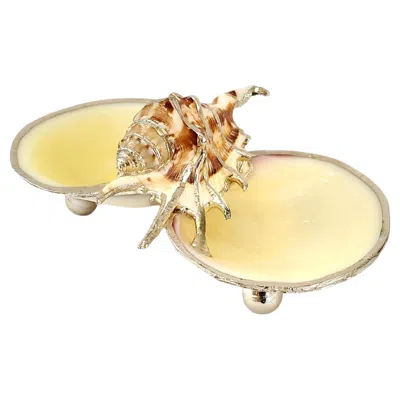 Pre-owned Creel And Gow Vintage Silver Dipped Shell Caviar Dish, Buccellati Style, 1990s In Orange
