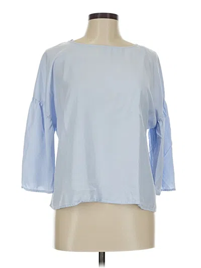 Pre-owned Cremieux 3/4 Sleeve Blouse In Blue