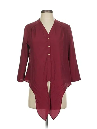 Pre-owned Cremieux 3/4 Sleeve Blouse In Burgundy