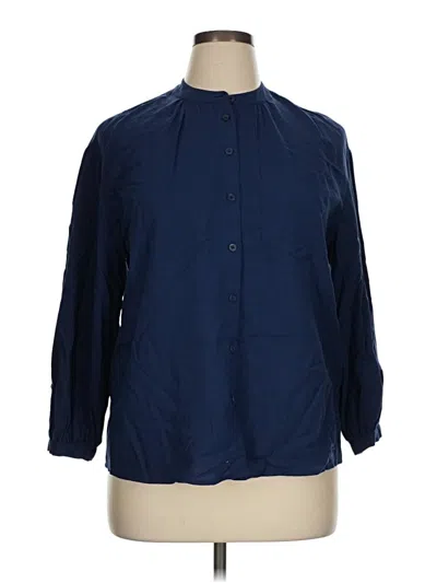 Pre-owned Cremieux 3/4 Sleeve Button Down Shirt In Blue