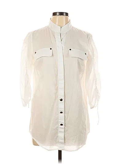 Pre-owned Cremieux 3/4 Sleeve Button Down Shirt In White