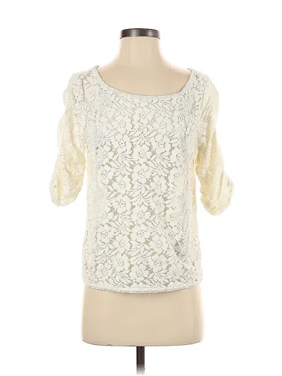 Pre-owned Cremieux 3/4 Sleeve Top Ivory Sweetheart Neckline Tops In White