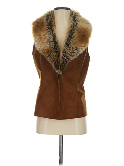 Pre-owned Cremieux Faux Fur Vest In Brown