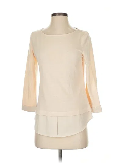 Pre-owned Cremieux Long Sleeve Top Ivory Boatneck Tops In White