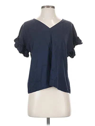 Pre-owned Cremieux Short Sleeve Blouse In Blue