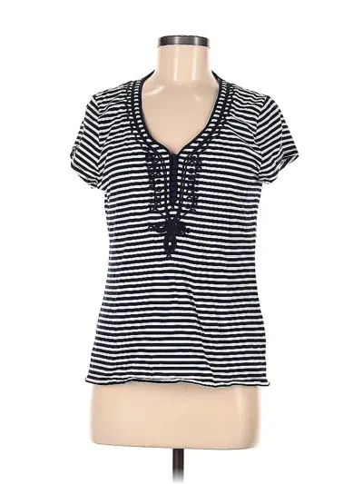 Pre-owned Cremieux Short Sleeve Top Black Tie Neck Tops