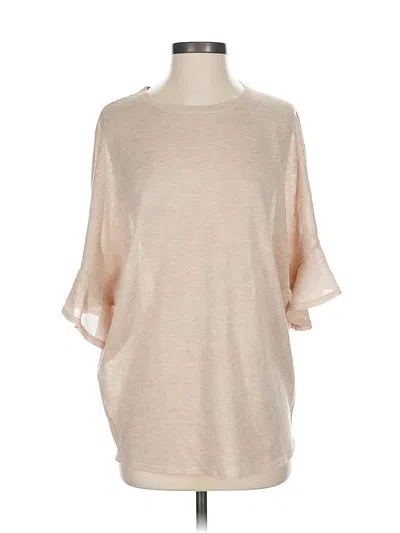 Pre-owned Cremieux Short Sleeve Top Tan Boatneck Tops In Brown