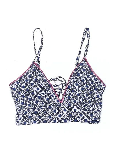 Pre-owned Cremieux Swimsuit Top Blue Hearts Pattern Swimwear