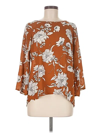 Pre-owned Crescent 3/4 Sleeve Blouse In Brown