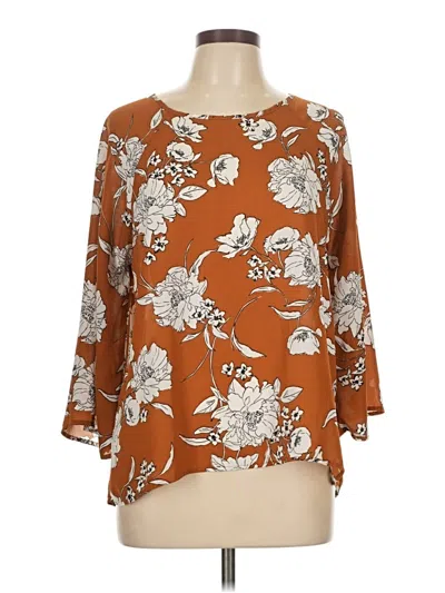 Pre-owned Crescent 3/4 Sleeve Blouse In Orange