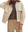 Crescent Contrast Collar Canvas Barn Jacket In Neutral