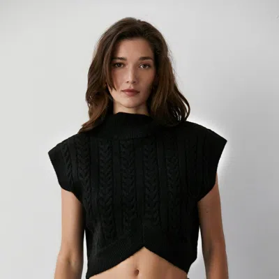 Crescent Anna Mock Neck Sweater In Black