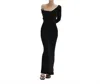 Crescent Arianna One Shoulder Bodycon Maxi Dress In Black In Black
