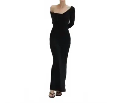 Crescent Arianna One Shoulder Bodycon Maxi Dress In Black