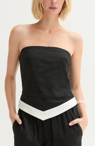 Crescent Asymmetric Hem Linen Blend Tube Top In Animal Print